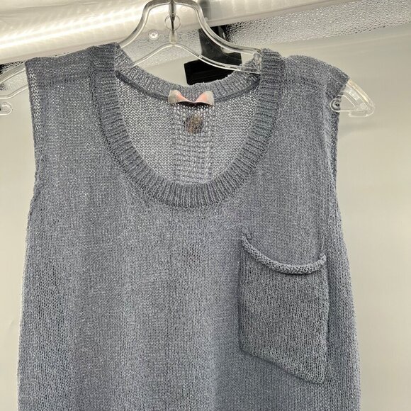 C+D+M Women's Sleeveless Button Back Knit Sweater Blue Gray Size Large - Picture 2 of 8